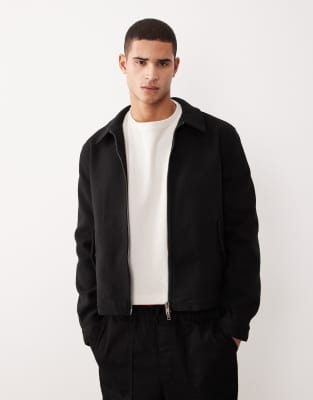 ASOS DESIGN - Blouson Harrington effet laine - Noir