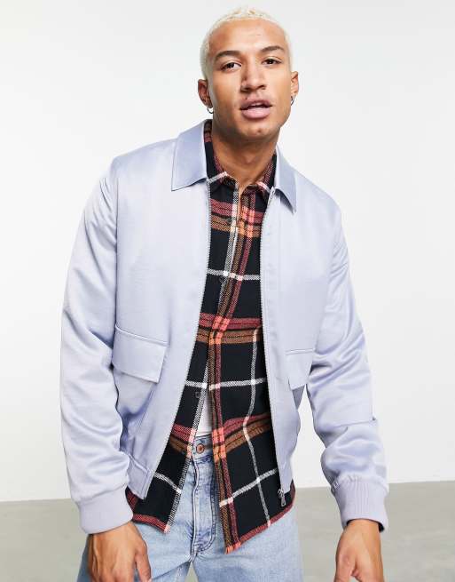 ASOS DESIGN - Blouson Harrington effet satiné ultra brillant - Argenté