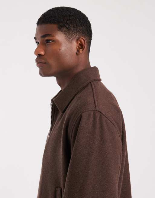 ASOS DESIGN - Blouson Harrington en aspect laine - Marron, 4 de 5