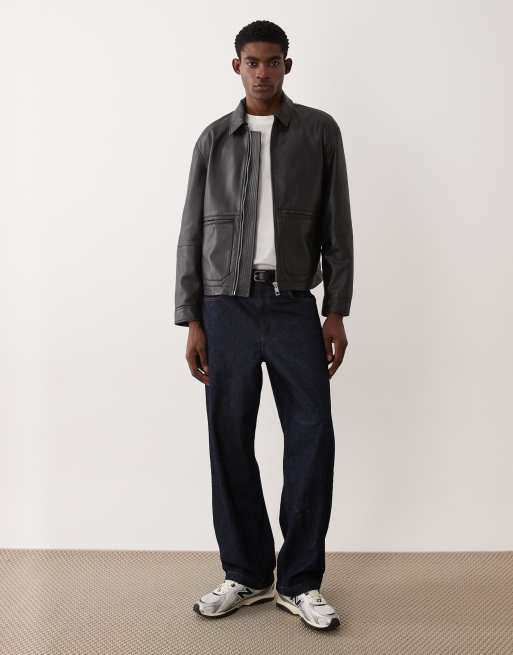 ASOS DESIGN - Blouson Harrington en cuir véritable - Noir, 2 de 5