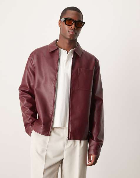 ASOS DESIGN - Blouson Harrington en imitation cuir - Bordeaux - view 1