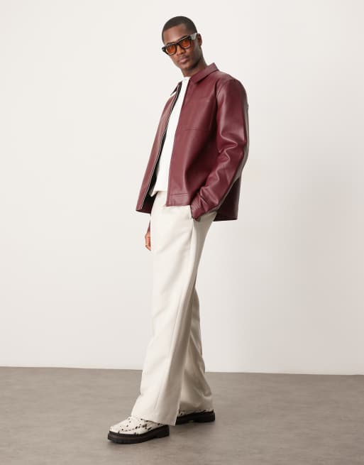 ASOS DESIGN - Blouson Harrington en imitation cuir - Bordeaux, 2 de 4