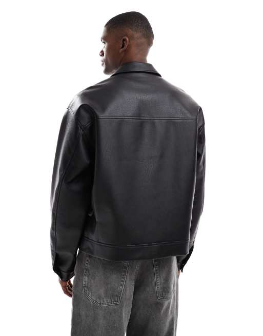 ASOS DESIGN - Blouson Harrington en imitation cuir - Noir, 3 de 5