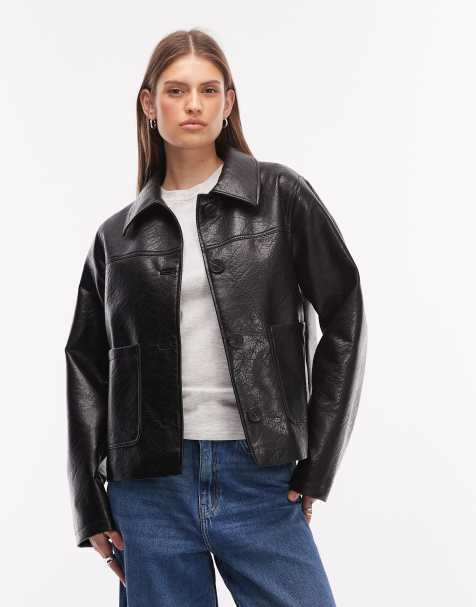 ASOS DESIGN - Blouson Harrington en imitation cuir - Noir - view 1