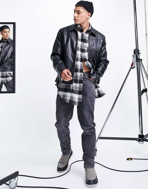 ASOS DESIGN - Blouson Harrington en similicuir avec doublure en imitation peau de mouton - Noir, 4 de 4