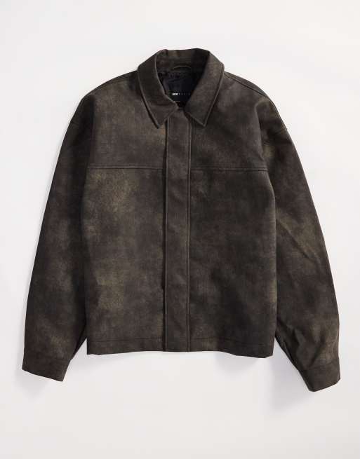 ASOS DESIGN - Blouson Harrington en similicuir - Noir délavé, 2 de 4
