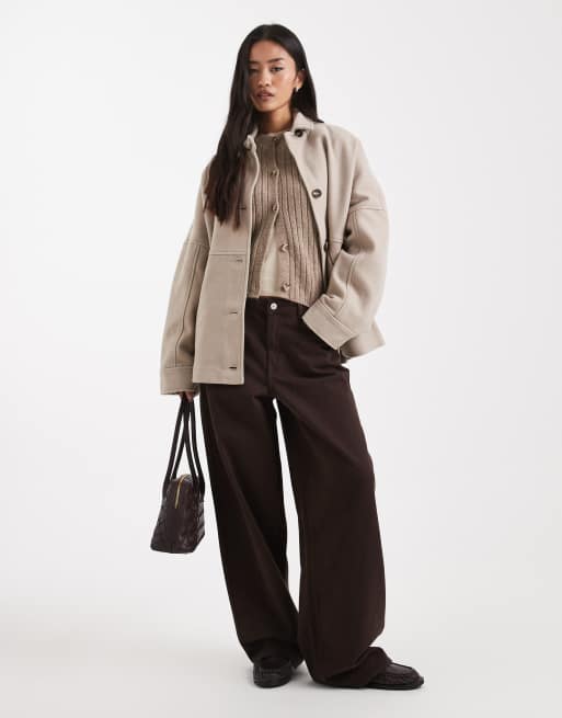 ASOS DESIGN - Blouson Harrington habillé coupe ample - Grège, 2 de 4