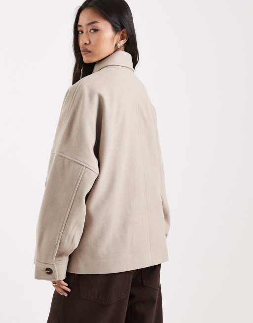 ASOS DESIGN - Blouson Harrington habillé coupe ample - Grège, 3 de 4