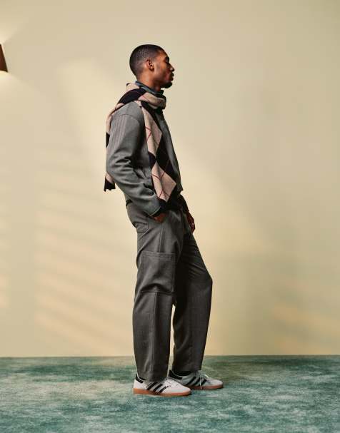 ASOS DESIGN - Blouson Harrington habillé d'ensemble à chevrons - Gris - view 1