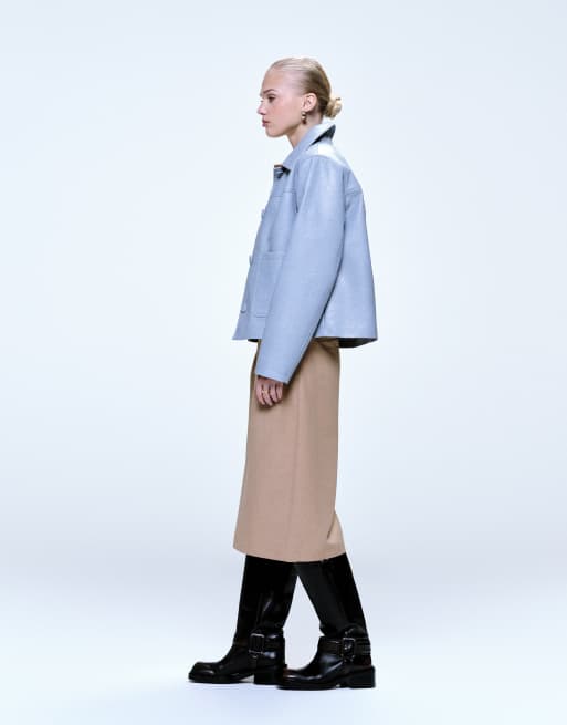 ASOS DESIGN - Blouson Harrington imitation cuir - Bleu, 4 de 4