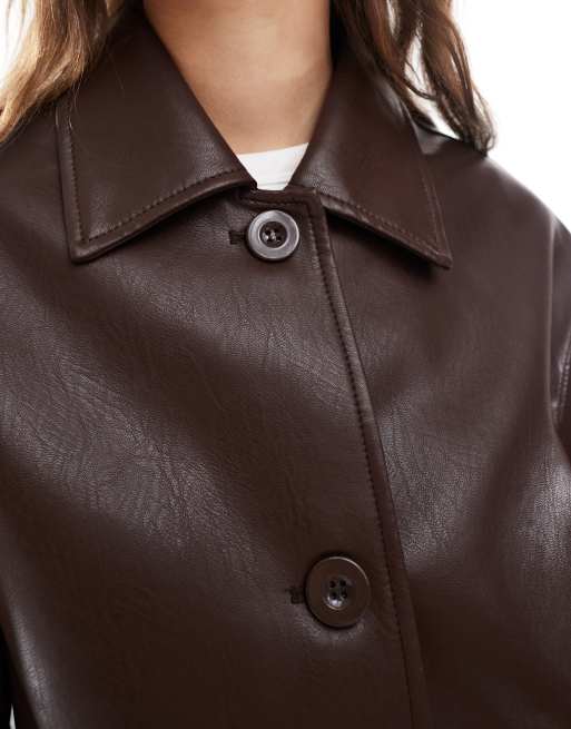 ASOS DESIGN - Blouson Harrington imitation cuir - Chocolat, 2 de 4