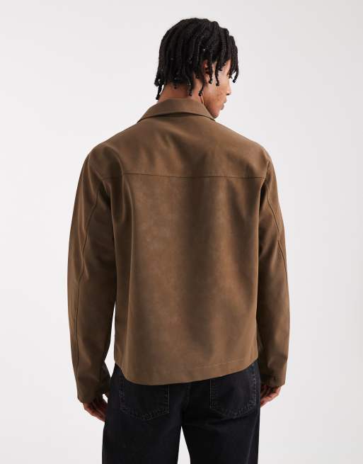 ASOS DESIGN - Blouson Harrington imitation daim - Marron, 3 de 5