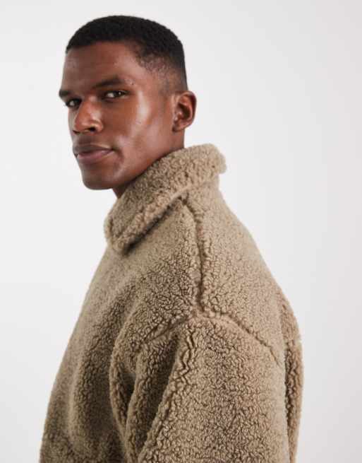 ASOS DESIGN - Blouson Harrington imitation peau de mouton - Taupe , 4 de 5