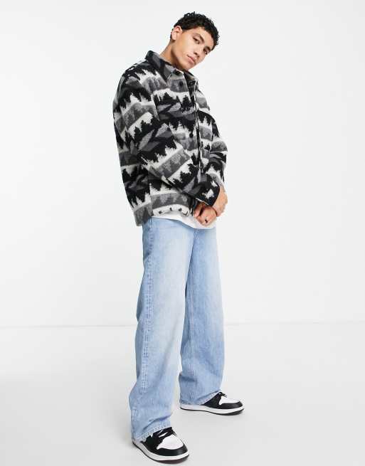 ASOS DESIGN - Blouson Harrington long en laine mélangée avec imprimé aztèque, 4 de 4
