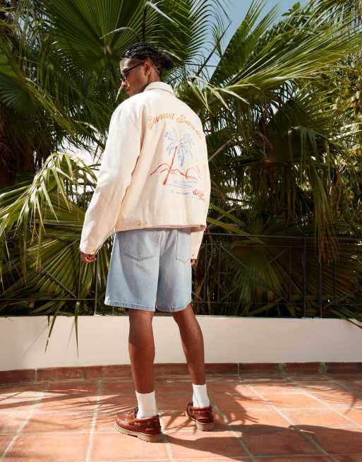 ASOS DESIGN - Blouson Harrington oversize avec broderies - Écru, 3 de 4