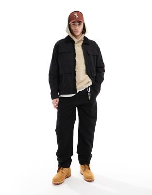 ASOS DESIGN oversized washed harrington jacket with pockets in black with cord collar - ASOS Price Checker