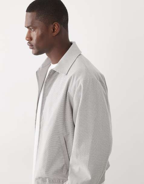 ASOS DESIGN - Blouson Harrington oversize en crépon élégant - Gris clair - view 1