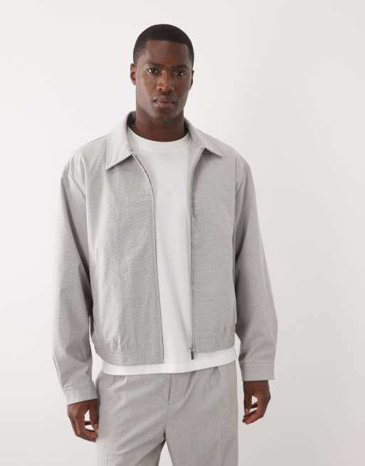 ASOS DESIGN - Blouson Harrington oversize en crépon élégant - Gris clair, 4 de 5