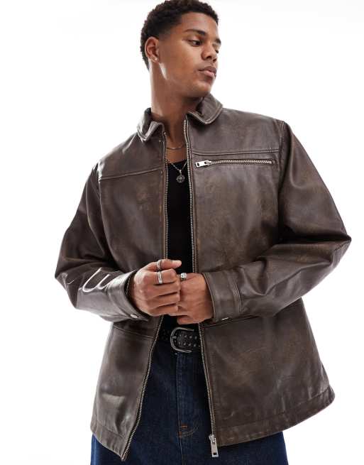 ASOS DESIGN - Blouson harrington oversize style motocross à empiècements effet coupés cousus - Marron, 2 de 4