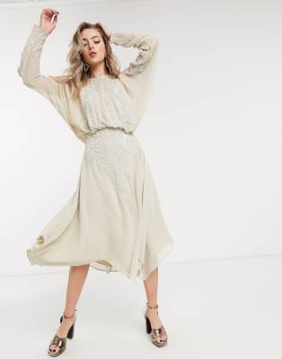 asos long sleeve midi dress