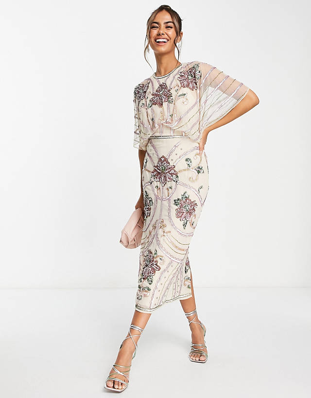 ASOS DESIGN blouson midi dress with Art Nouveau embellishment