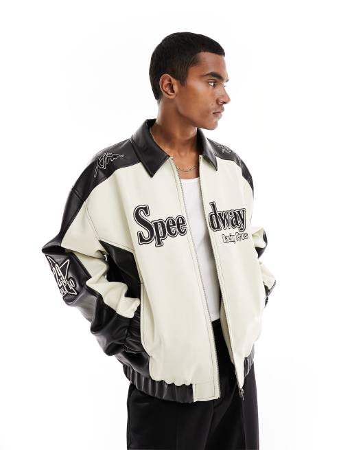 ASOS DESIGN Blouson oversize style motocross Noir et blanc ASOS