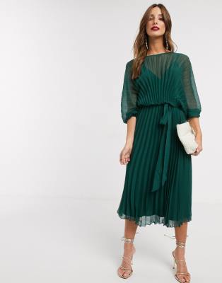 asos pleated dress midi