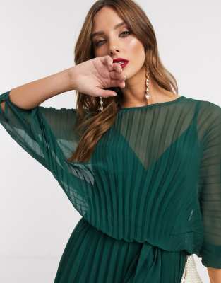 ASOS DESIGN blouson pleated midi dress 