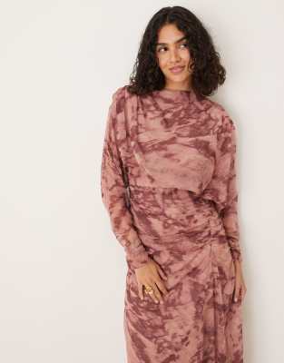 Asos Design Blouson Ruched Detail Maxi Dress In Multi