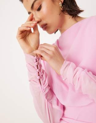 ASOS DESIGN blouson ruched detail maxi dress in pink