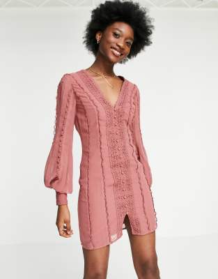 asos blush lace dress