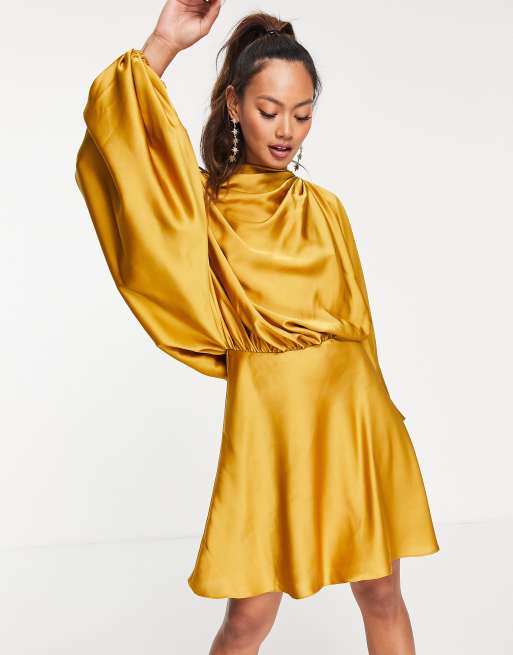 Asos gold shop satin dress