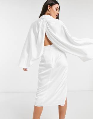 asos white satin dress