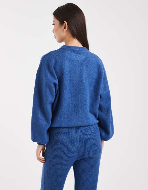 ASOS DESIGN - Blouson trui met gestrikte zoom in donkerblauw, deel van co-ord set, 4 van 4