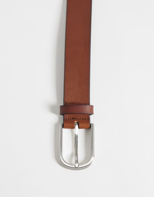ASOS DESIGN bælte i brun med afrundet spænde i ægte læder, 3 af 3