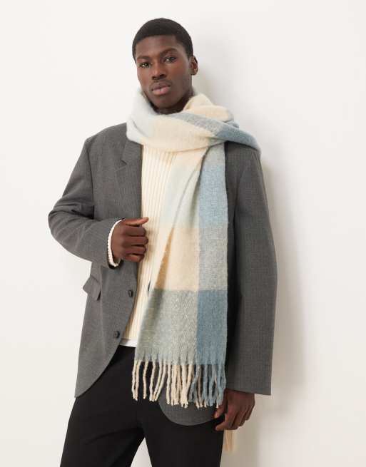 ASOS DESIGN blue check scarf