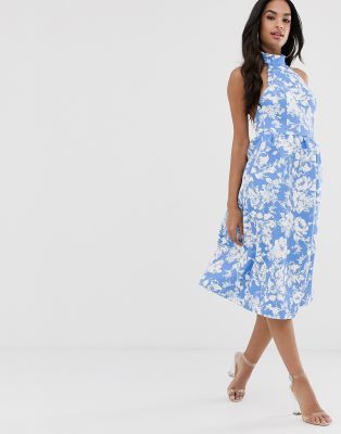 asos blue floral dress