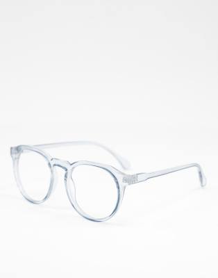 blue clear lens glasses