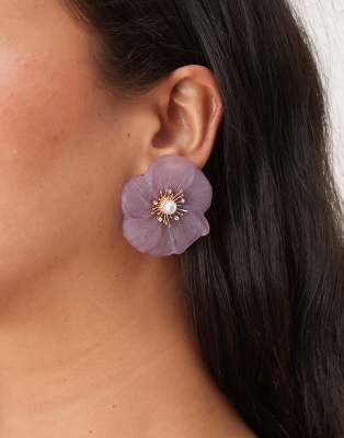 ASOS DESIGN - Blumenförmige Ohrstecker aus Acryl in rauchigem Pink-Rosa
