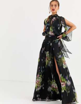 asos blue floral maxi dress