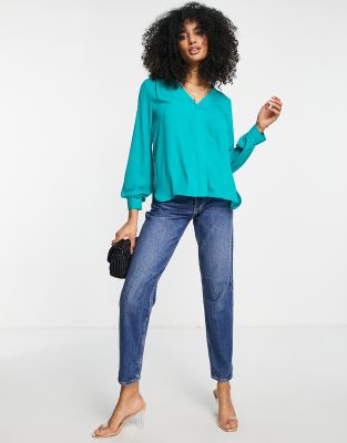 Blusa a maniche lunghe con tasca verde-azzurro - ASOS DESIGN Camicia donna  - immagine2