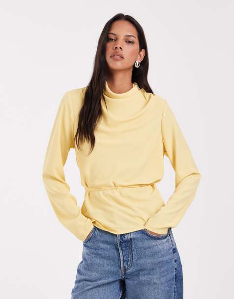 ASOS DESIGN - Blusa allacciata in vita con scollo ad anello color latticello - view 1