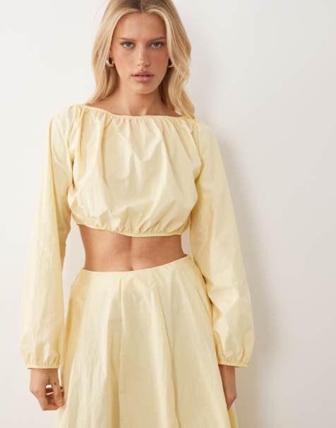 ASOS DESIGN - Blusa amarillo pastel con mangas globo voluminosas Techy (parte de un conjunto) - view 1
