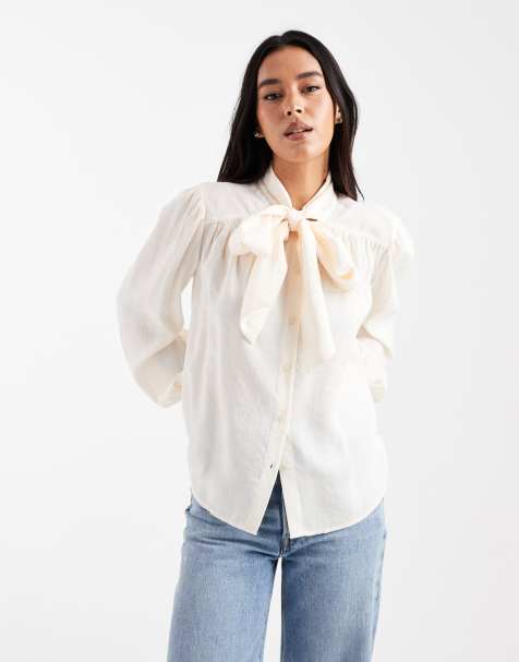 ASOS DESIGN - Blusa color crema con allacciatura anteriore - view 1