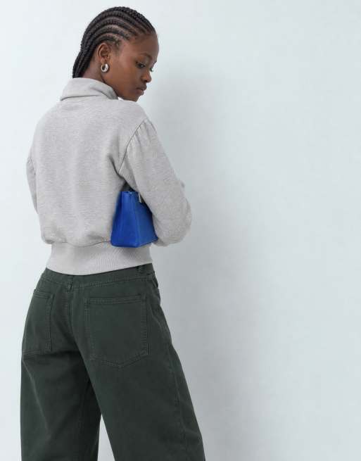 ASOS DESIGN bluza blouson z kołnierzem stójką w kolorze szary melanż, 10 z 10
