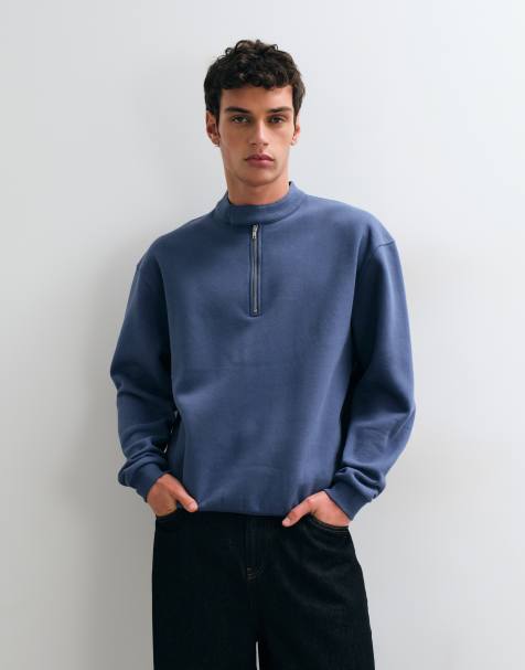 ASOS DESIGN bluza dresowa o luźnym kroju z zapięciem, niebieska - view 1
