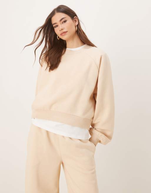 ASOS DESIGN – Bluza dresowa z obszernymi rękawami w kolorze taupe, część zestawu