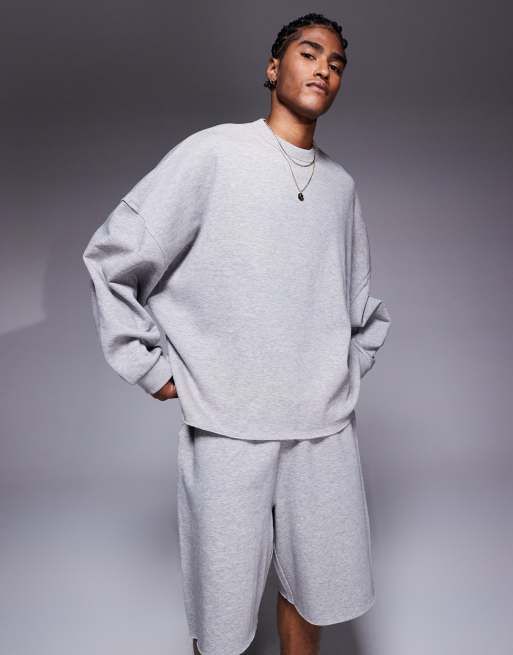 ASOS DESIGN – Bluza o fasonie extreme oversize z surowym wykończeniem w szarym melanżowym kolorze, część zestawu