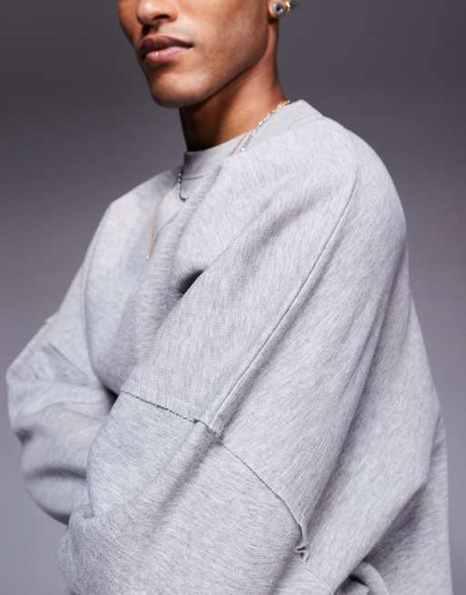 ASOS DESIGN – Bluza o fasonie extreme oversize z surowym wykończeniem w szarym melanżowym kolorze, część zestawu