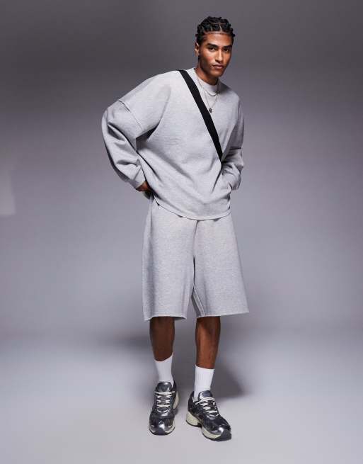 ASOS DESIGN – Bluza o fasonie extreme oversize z surowym wykończeniem w szarym melanżowym kolorze, część zestawu